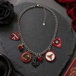 Handmade Charm Necklace Anchor Heart Bottle Cap Guitar Pick 8 Ball One of a Kind